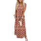 👗Rochie lungă de plajă imprimată fără mâneci, lejeră