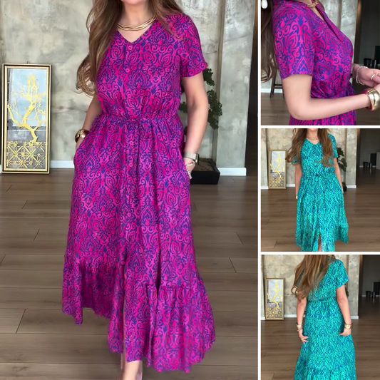 🌸Rochie florală cu decolteu în V pentru femei
