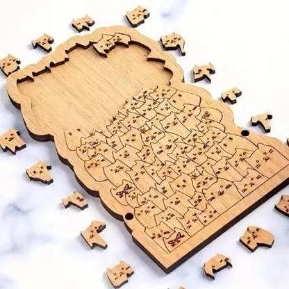Puzzle din lemn cu 100 de pisici