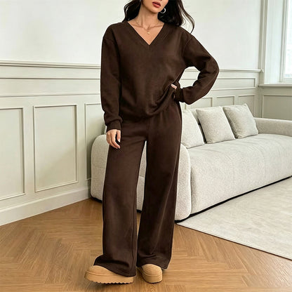 ✨Neu Eingetroffen! Schulterfreies Sweatshirt- und Hose-Set für Damen