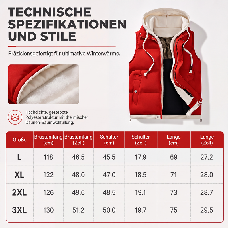 🦺 50 % RABATT | Warm durch kalte Tage – Gefütterte Damen-Steppweste mit Kapuze