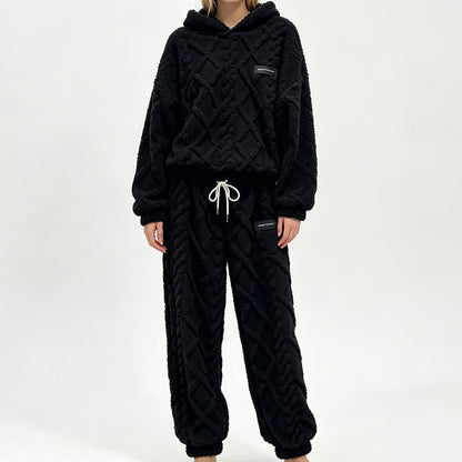 🍂Neu für Herbst & Winter – 50% Rabatt für kurze Zeit!🎁Thermo-Fleece-Pyjama-Set, warme Hauskleidung, 2-teilig, auch draußen tragbar