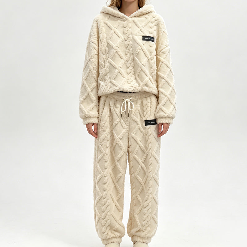 🍂Neu für Herbst & Winter – 50% Rabatt für kurze Zeit!🎁Thermo-Fleece-Pyjama-Set, warme Hauskleidung, 2-teilig, auch draußen tragbar