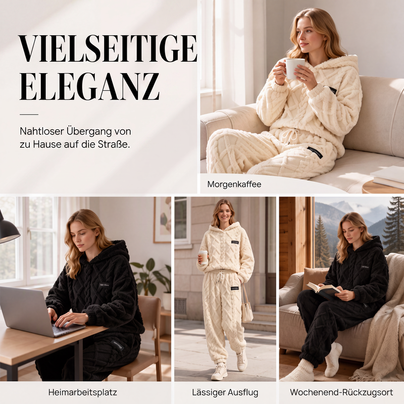🍂Neu für Herbst & Winter – 50% Rabatt für kurze Zeit!🎁Thermo-Fleece-Pyjama-Set, warme Hauskleidung, 2-teilig, auch draußen tragbar