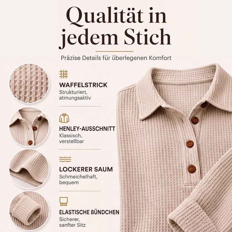 👚⭐ Top-bewertet – Waffel-Henley – zeitlos und bequem