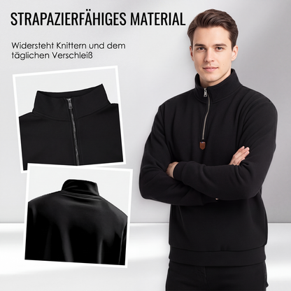 Herren-Troyer mit Stehkragen und gerippten Bündchen