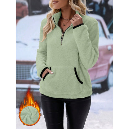 📢🎉50%Rabatt!!!🛍️✨Damen-Sweatshirt mit halbem Reißverschluss aus warmem Plüsch