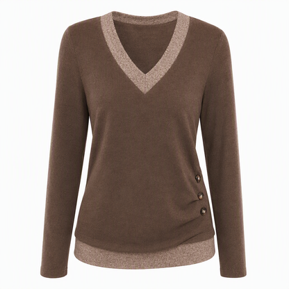 🛍️✨Langärmliges Strickoberteil mit V-Ausschnitt für Damen