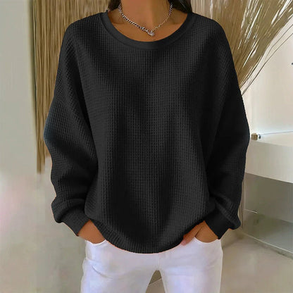☁️ Lässig & strukturiert – Waffelstrick-Sweatshirt im Loose-Fit – Weicher Stoff, lockerer Schnitt & vielseitig kombinierbar
