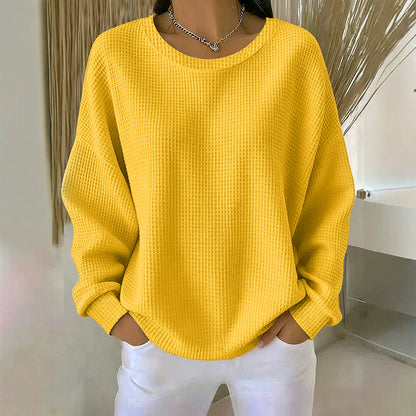 ☁️ Lässig & strukturiert – Waffelstrick-Sweatshirt im Loose-Fit – Weicher Stoff, lockerer Schnitt & vielseitig kombinierbar