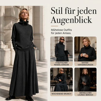 🛍️✨Damen-Set aus Rollkragenoberteil und Maxirock