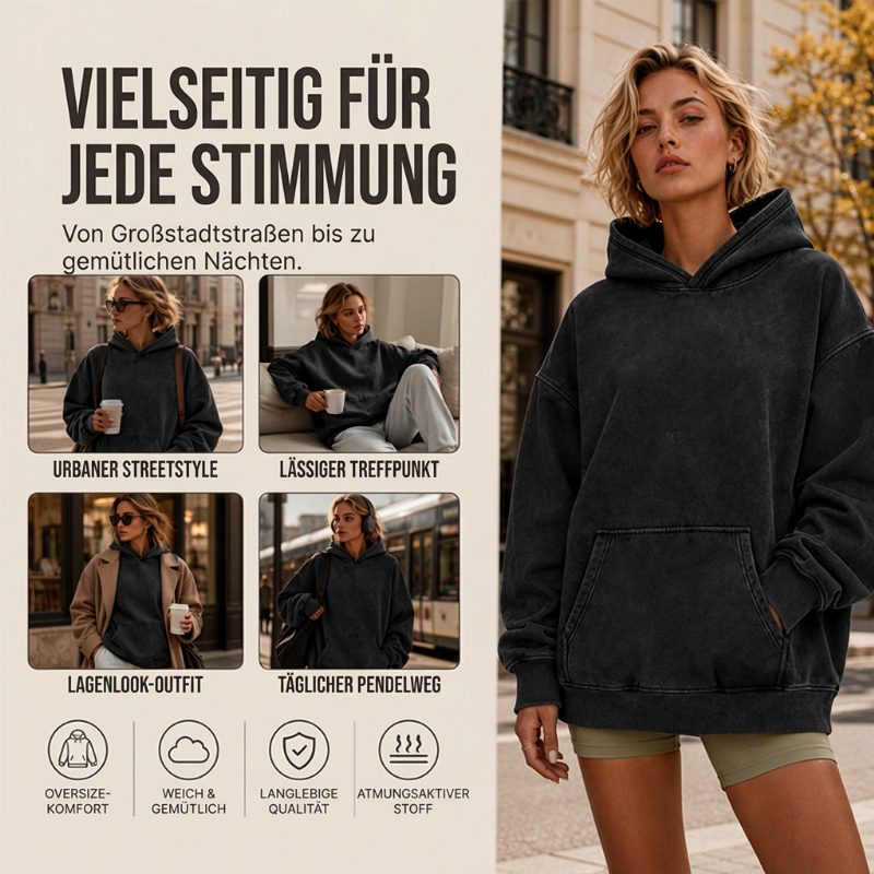 📢🎉50%Rabatt!!!🛍️✨Unisex Casual Oversized Hoodie mit Acid-Wash-Effekt
