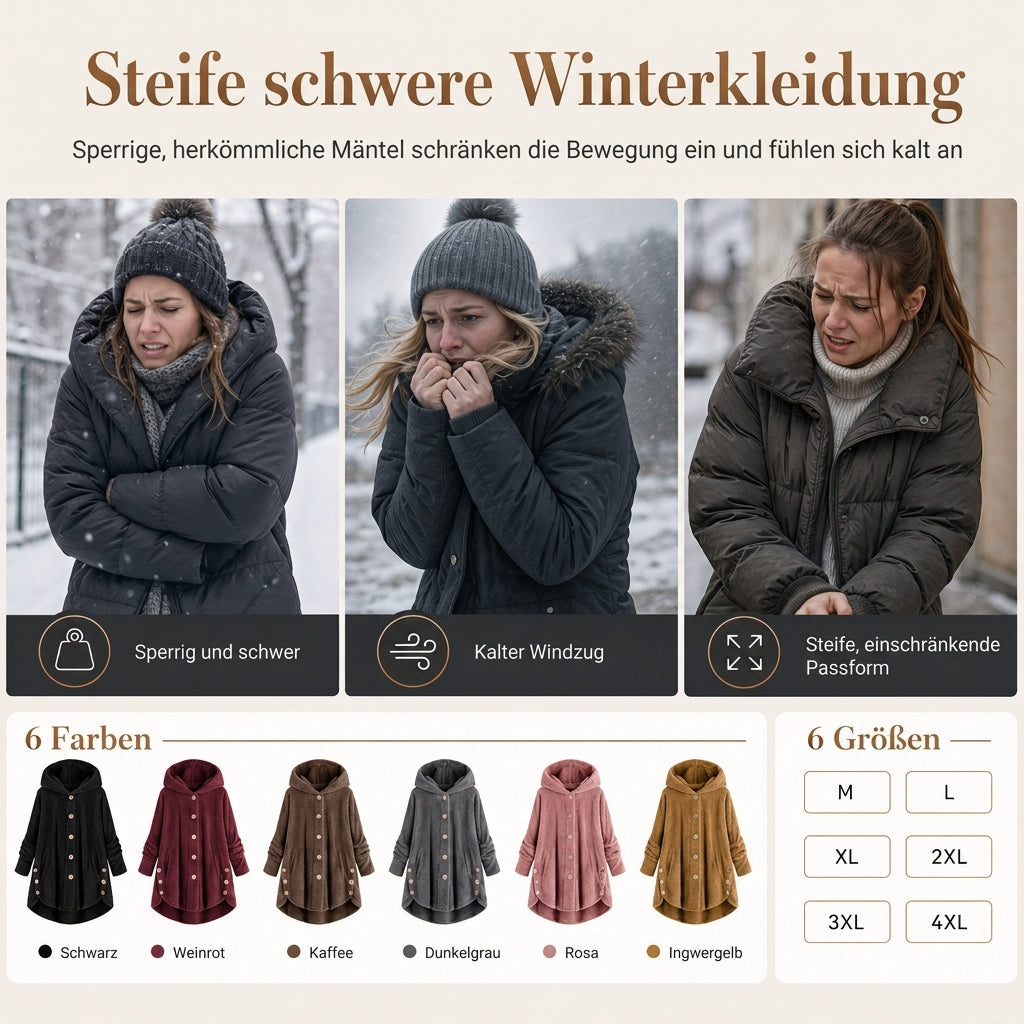 📢📢 50% Rabatt – Nur heute! 🧥✨ Damen Winter Einfarbiger asymmetrischer Knopf Plüsch Fleece Mantel