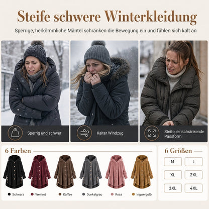 📢📢 50% Rabatt – Nur heute! 🧥✨ Damen Winter Einfarbiger asymmetrischer Knopf Plüsch Fleece Mantel