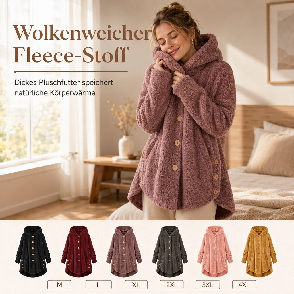 📢📢 50% Rabatt – Nur heute! 🧥✨ Damen Winter Einfarbiger asymmetrischer Knopf Plüsch Fleece Mantel