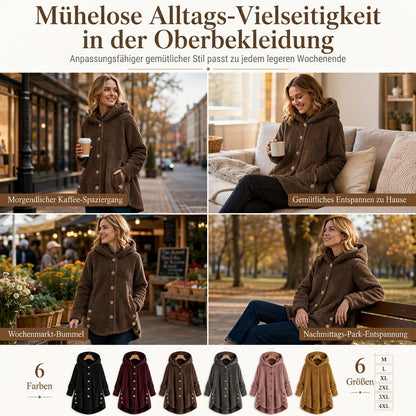 📢📢 50% Rabatt – Nur heute! 🧥✨ Damen Winter Einfarbiger asymmetrischer Knopf Plüsch Fleece Mantel