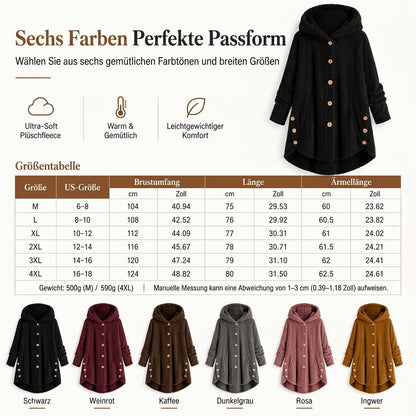 📢📢 50% Rabatt – Nur heute! 🧥✨ Damen Winter Einfarbiger asymmetrischer Knopf Plüsch Fleece Mantel