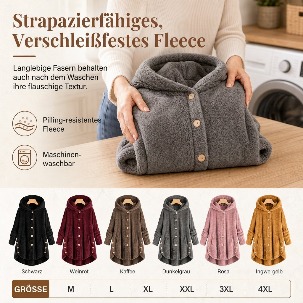 📢📢 50% Rabatt – Nur heute! 🧥✨ Damen Winter Einfarbiger asymmetrischer Knopf Plüsch Fleece Mantel