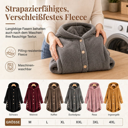 📢📢 50% Rabatt – Nur heute! 🧥✨ Damen Winter Einfarbiger asymmetrischer Knopf Plüsch Fleece Mantel