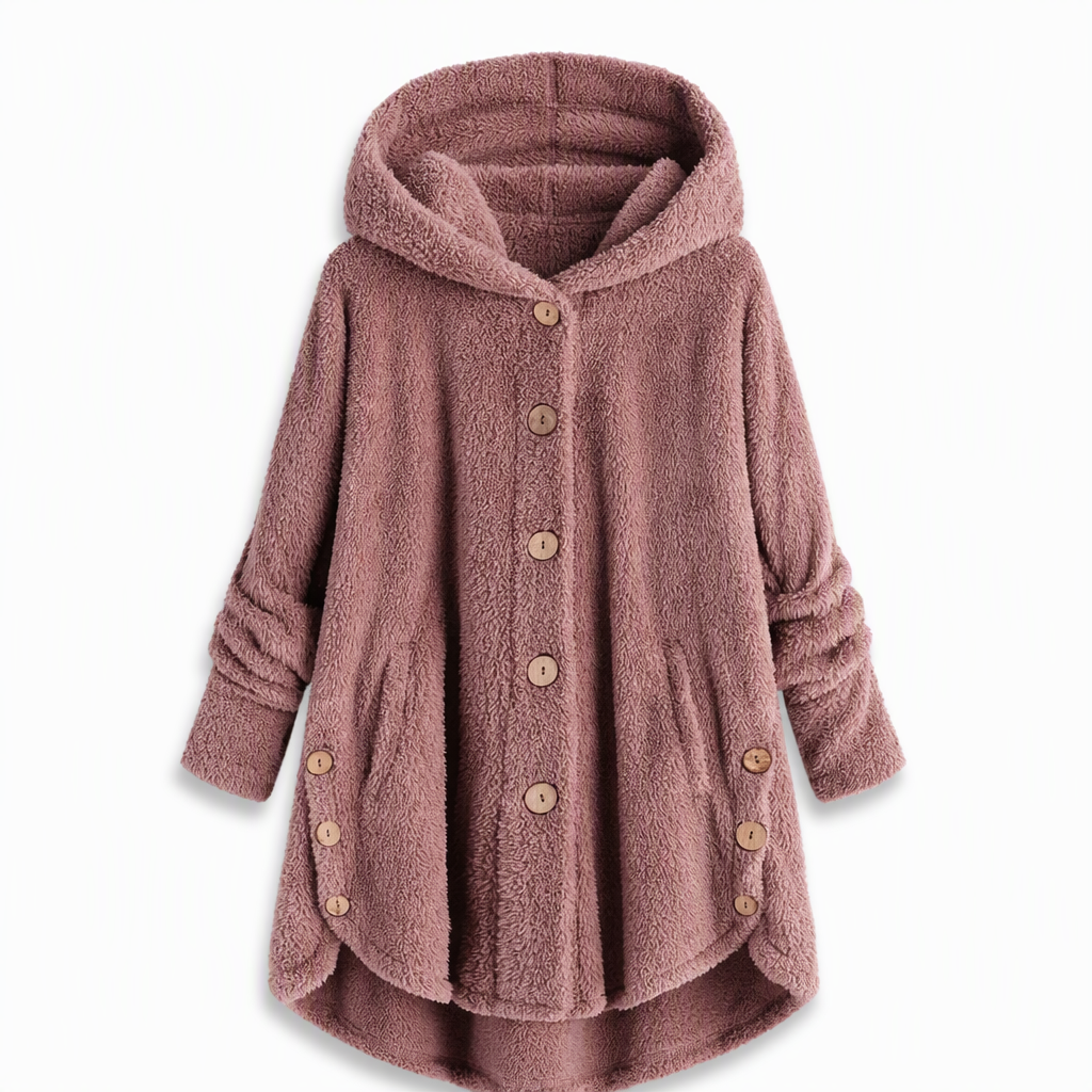 📢📢 50% Rabatt – Nur heute! 🧥✨ Damen Winter Einfarbiger asymmetrischer Knopf Plüsch Fleece Mantel