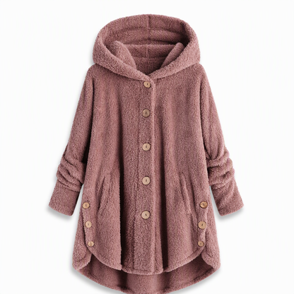 📢📢 50% Rabatt – Nur heute! 🧥✨ Damen Winter Einfarbiger asymmetrischer Knopf Plüsch Fleece Mantel