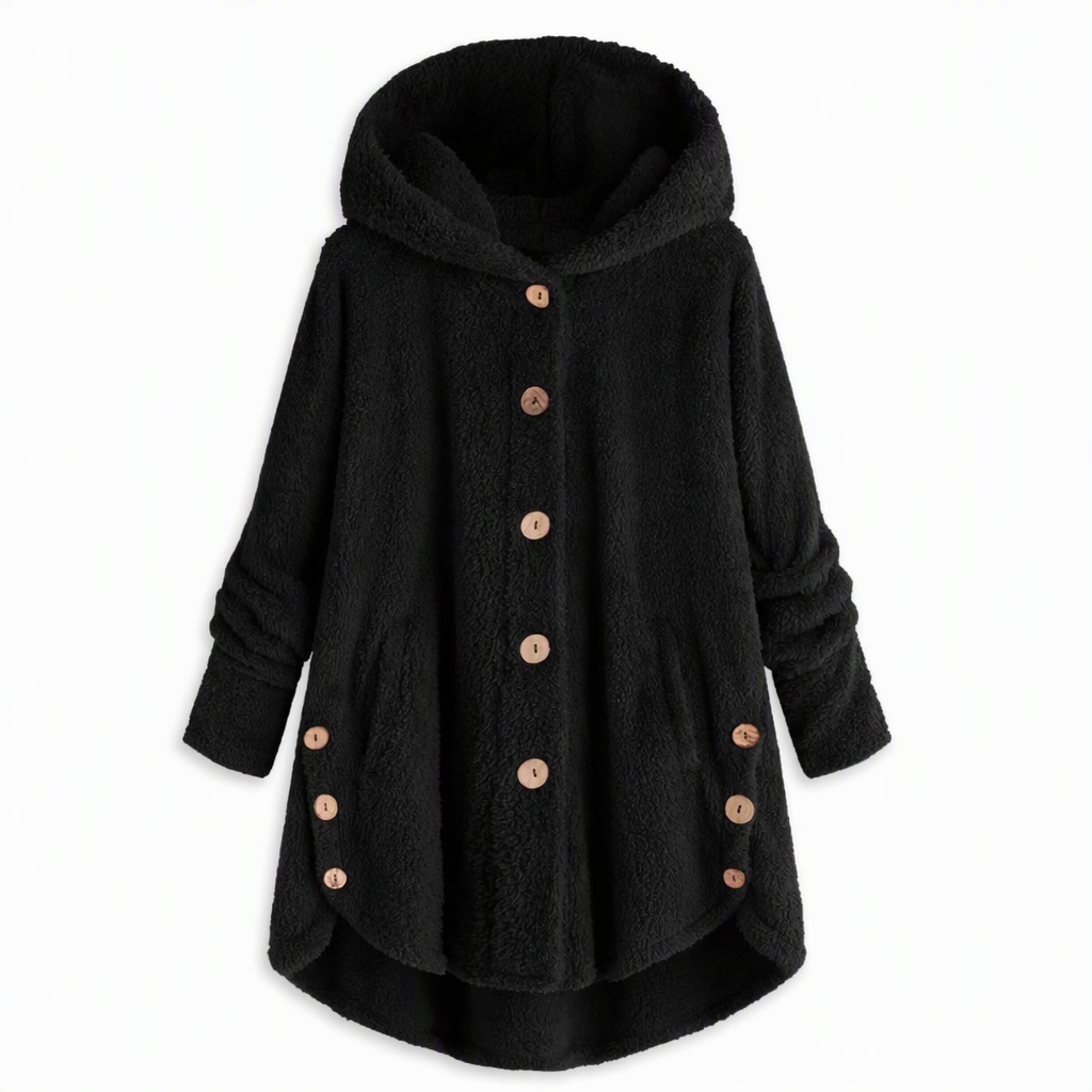 📢📢 50% Rabatt – Nur heute! 🧥✨ Damen Winter Einfarbiger asymmetrischer Knopf Plüsch Fleece Mantel