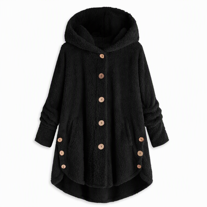 📢📢 50% Rabatt – Nur heute! 🧥✨ Damen Winter Einfarbiger asymmetrischer Knopf Plüsch Fleece Mantel