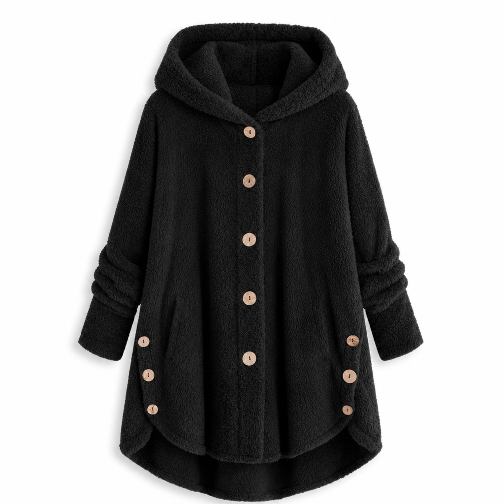 📢📢 50% Rabatt – Nur heute! 🧥✨ Damen Winter Einfarbiger asymmetrischer Knopf Plüsch Fleece Mantel