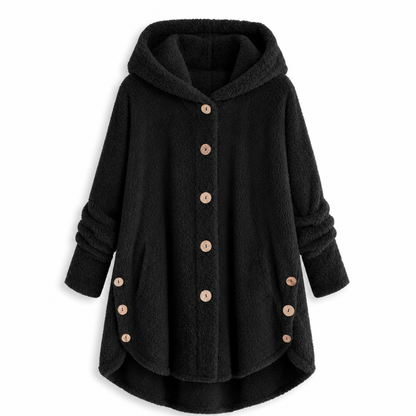 📢📢 50% Rabatt – Nur heute! 🧥✨ Damen Winter Einfarbiger asymmetrischer Knopf Plüsch Fleece Mantel