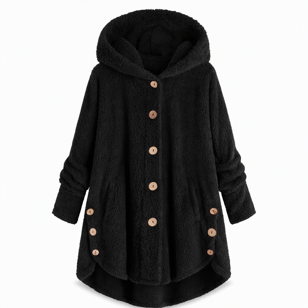 📢📢 50% Rabatt – Nur heute! 🧥✨ Damen Winter Einfarbiger asymmetrischer Knopf Plüsch Fleece Mantel