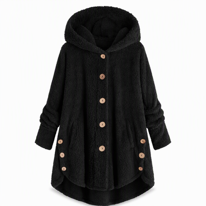 📢📢 50% Rabatt – Nur heute! 🧥✨ Damen Winter Einfarbiger asymmetrischer Knopf Plüsch Fleece Mantel