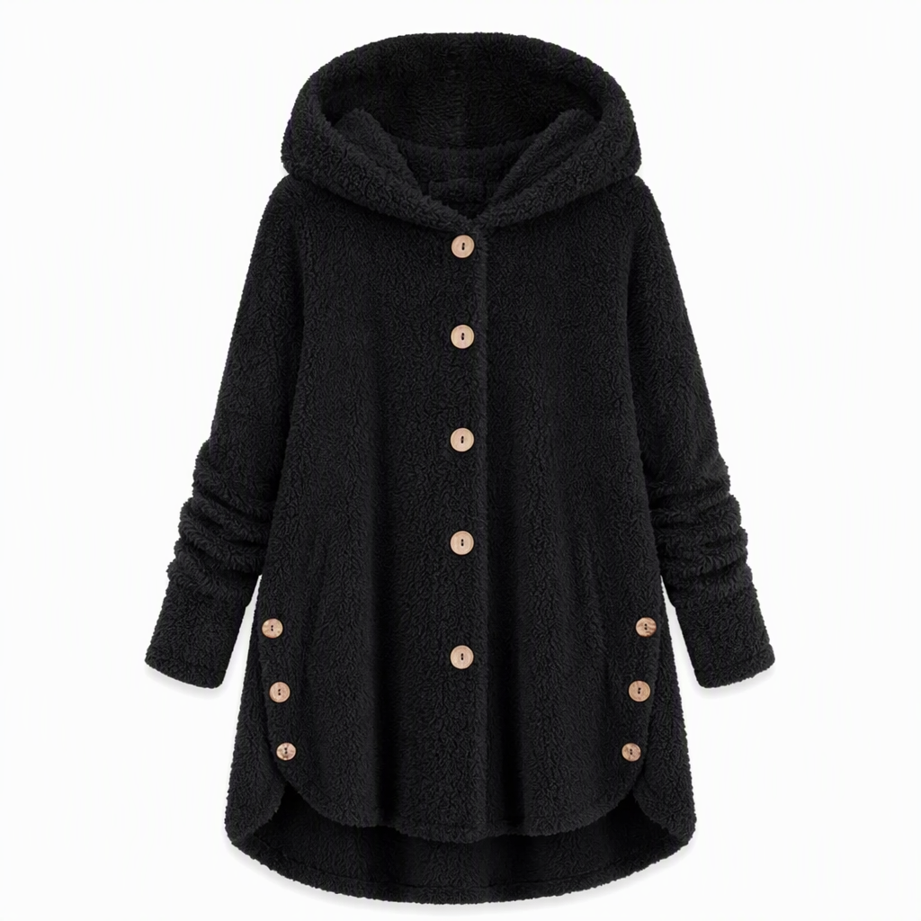 📢📢 50% Rabatt – Nur heute! 🧥✨ Damen Winter Einfarbiger asymmetrischer Knopf Plüsch Fleece Mantel