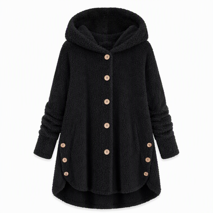 📢📢 50% Rabatt – Nur heute! 🧥✨ Damen Winter Einfarbiger asymmetrischer Knopf Plüsch Fleece Mantel