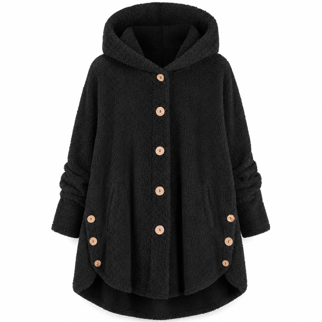 📢📢 50% Rabatt – Nur heute! 🧥✨ Damen Winter Einfarbiger asymmetrischer Knopf Plüsch Fleece Mantel