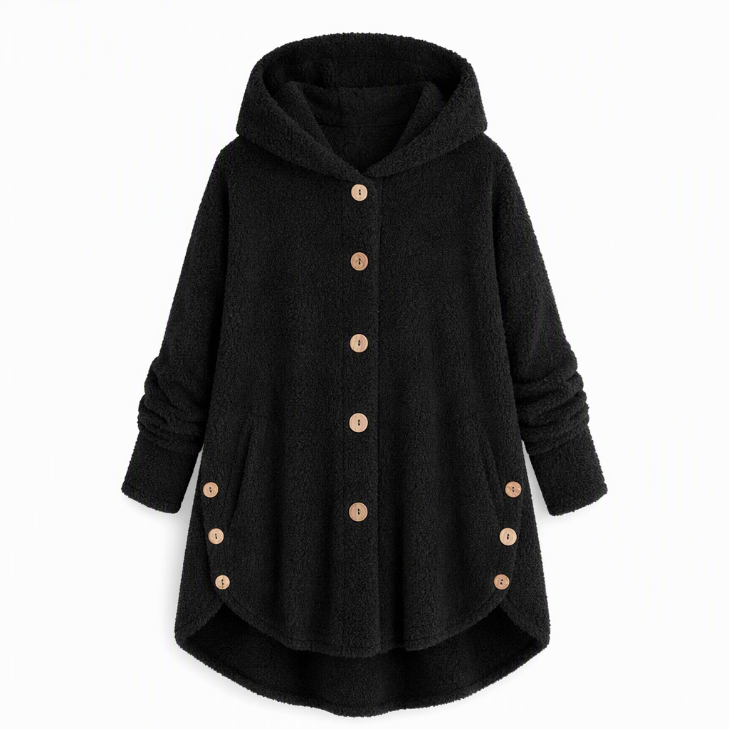 📢📢 50% Rabatt – Nur heute! 🧥✨ Damen Winter Einfarbiger asymmetrischer Knopf Plüsch Fleece Mantel