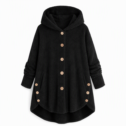 📢📢 50% Rabatt – Nur heute! 🧥✨ Damen Winter Einfarbiger asymmetrischer Knopf Plüsch Fleece Mantel
