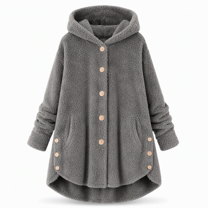 📢📢 50% Rabatt – Nur heute! 🧥✨ Damen Winter Einfarbiger asymmetrischer Knopf Plüsch Fleece Mantel