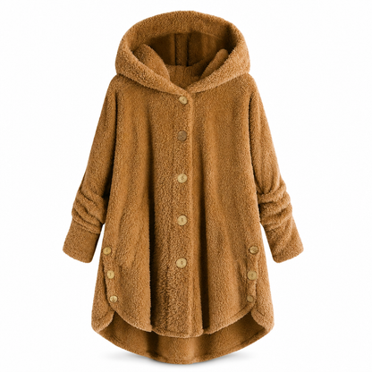 📢📢 50% Rabatt – Nur heute! 🧥✨ Damen Winter Einfarbiger asymmetrischer Knopf Plüsch Fleece Mantel