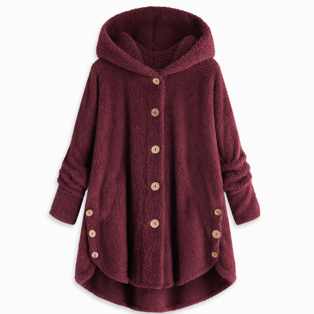 📢📢 50% Rabatt – Nur heute! 🧥✨ Damen Winter Einfarbiger asymmetrischer Knopf Plüsch Fleece Mantel