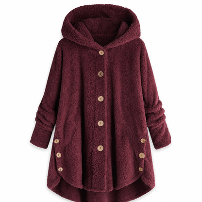 📢📢 50% Rabatt – Nur heute! 🧥✨ Damen Winter Einfarbiger asymmetrischer Knopf Plüsch Fleece Mantel