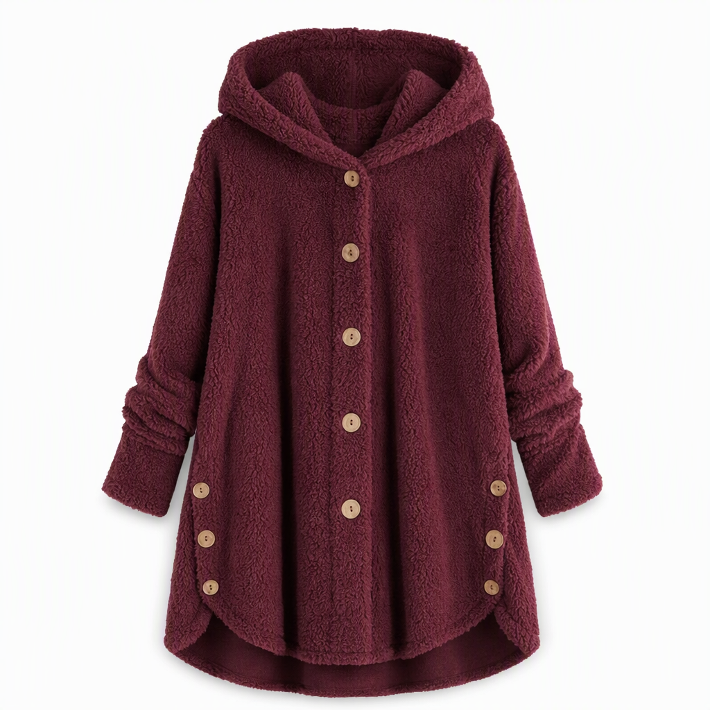📢📢 50% Rabatt – Nur heute! 🧥✨ Damen Winter Einfarbiger asymmetrischer Knopf Plüsch Fleece Mantel