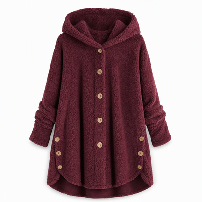 📢📢 50% Rabatt – Nur heute! 🧥✨ Damen Winter Einfarbiger asymmetrischer Knopf Plüsch Fleece Mantel