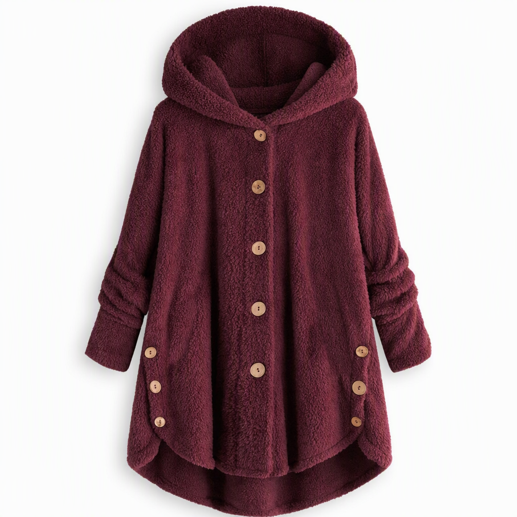 📢📢 50% Rabatt – Nur heute! 🧥✨ Damen Winter Einfarbiger asymmetrischer Knopf Plüsch Fleece Mantel
