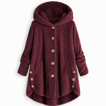 📢📢 50% Rabatt – Nur heute! 🧥✨ Damen Winter Einfarbiger asymmetrischer Knopf Plüsch Fleece Mantel
