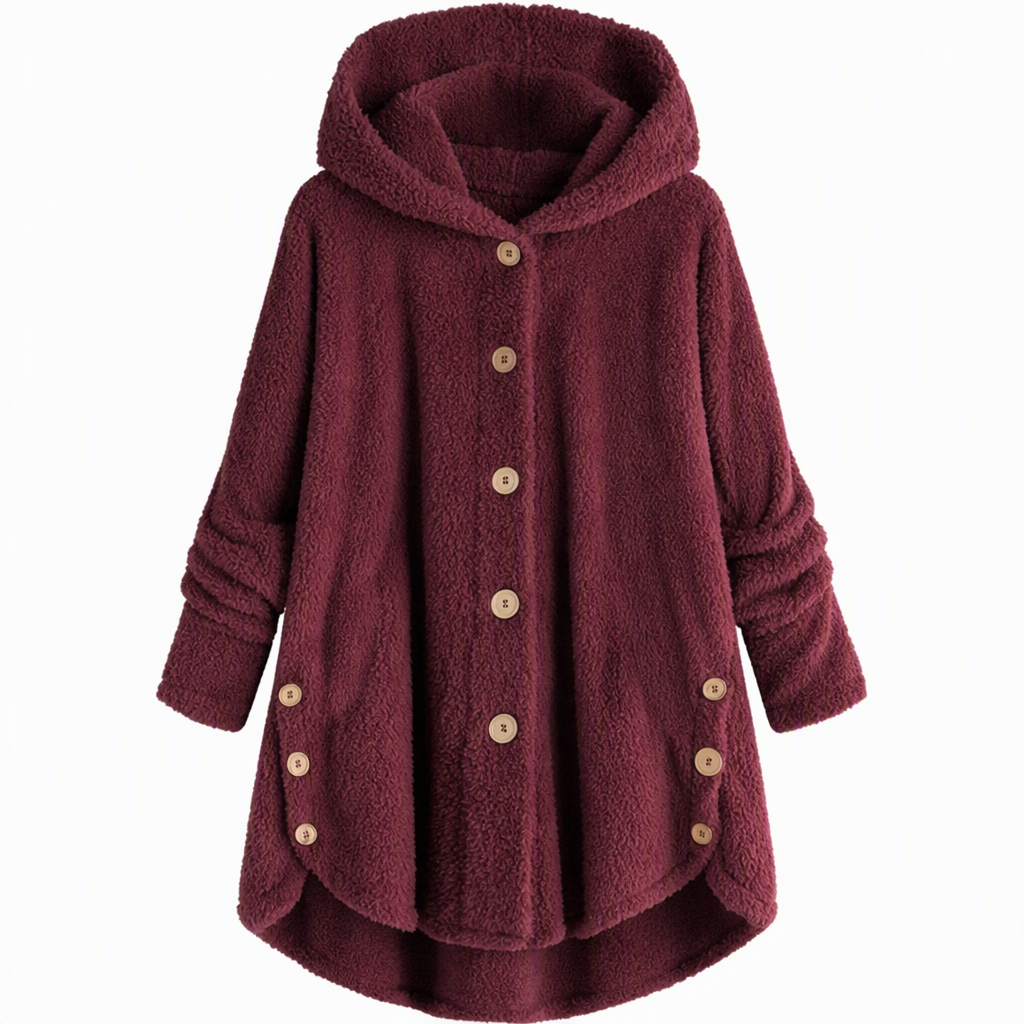 📢📢 50% Rabatt – Nur heute! 🧥✨ Damen Winter Einfarbiger asymmetrischer Knopf Plüsch Fleece Mantel