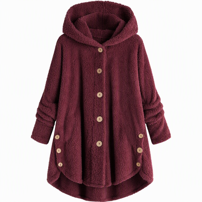 📢📢 50% Rabatt – Nur heute! 🧥✨ Damen Winter Einfarbiger asymmetrischer Knopf Plüsch Fleece Mantel