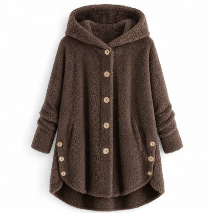 📢📢 50% Rabatt – Nur heute! 🧥✨ Damen Winter Einfarbiger asymmetrischer Knopf Plüsch Fleece Mantel