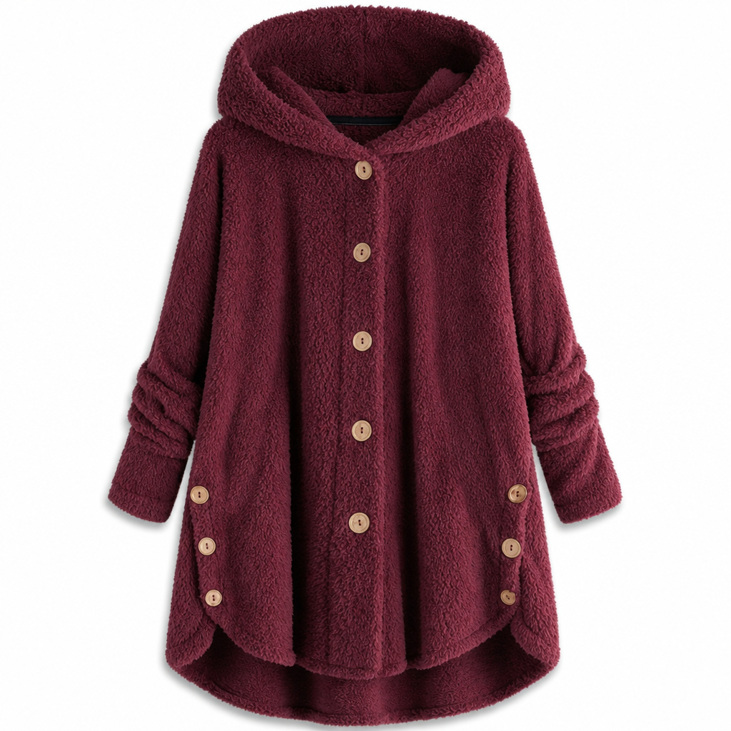 📢📢 50% Rabatt – Nur heute! 🧥✨ Damen Winter Einfarbiger asymmetrischer Knopf Plüsch Fleece Mantel