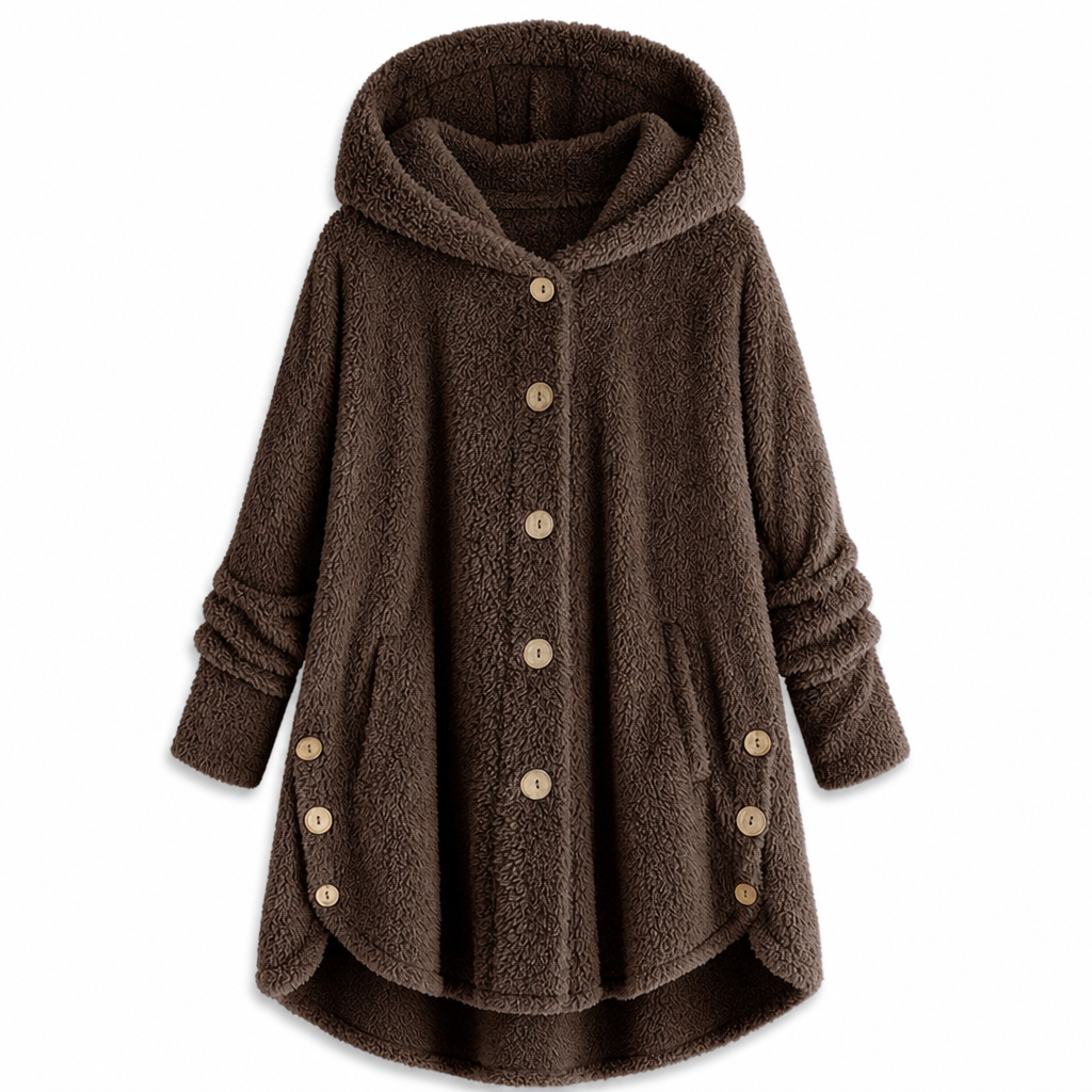 📢📢 50% Rabatt – Nur heute! 🧥✨ Damen Winter Einfarbiger asymmetrischer Knopf Plüsch Fleece Mantel