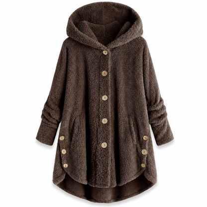 📢📢 50% Rabatt – Nur heute! 🧥✨ Damen Winter Einfarbiger asymmetrischer Knopf Plüsch Fleece Mantel